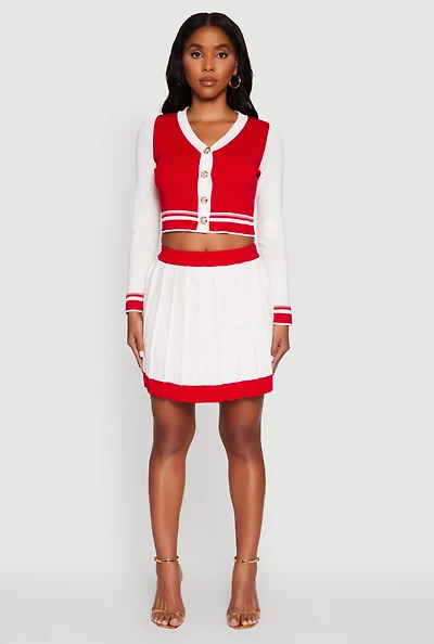 Womens Color Blocked Cropped Cardigan, Multi,