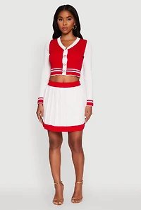 Womens Color Blocked Crop Cardigan, Multi,