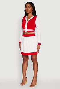 Womens Color Blocked Crop Cardigan, Multi,