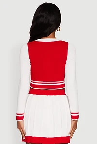 Womens Color Blocked Crop Cardigan, Multi,