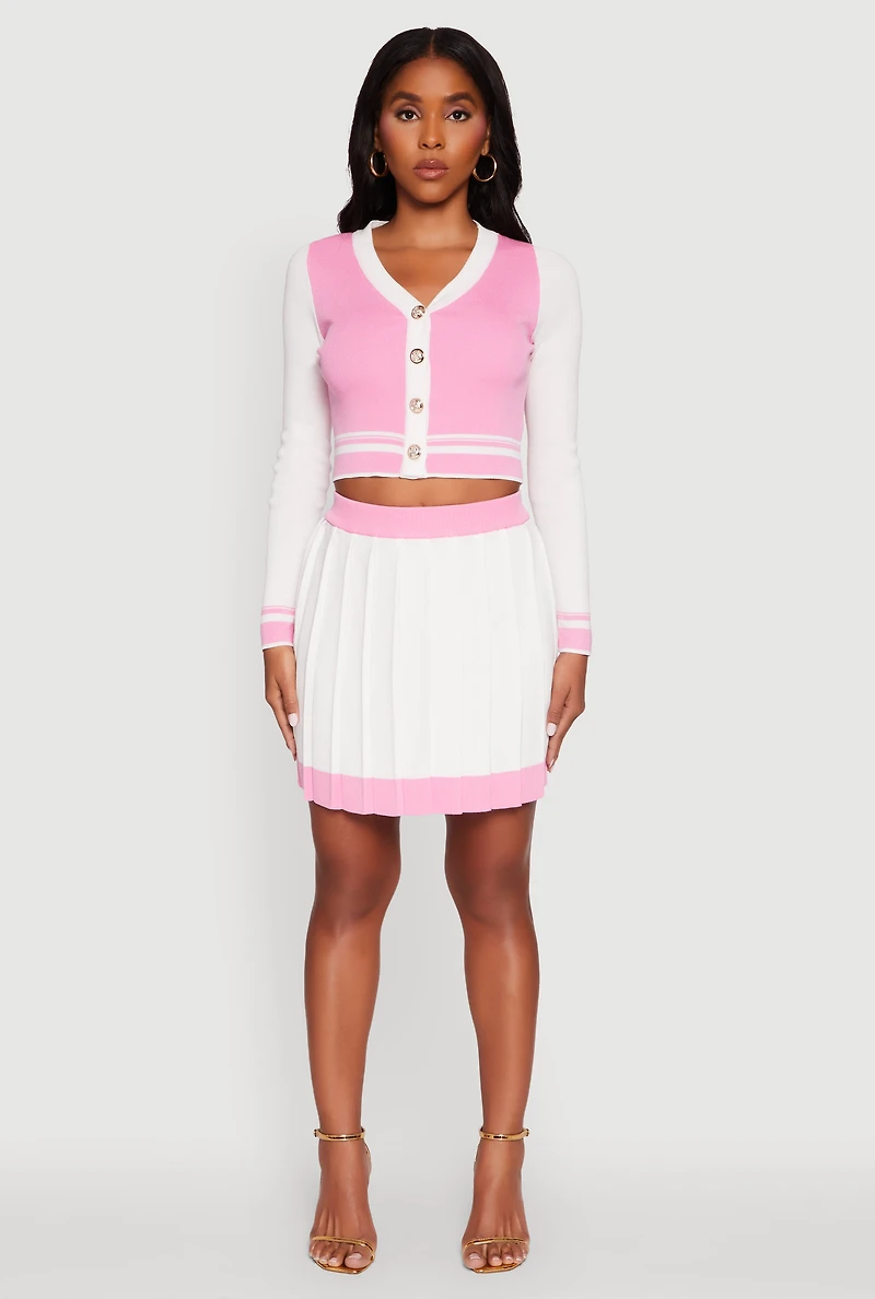 Womens Color Blocked Cropped Cardigan, Multi,