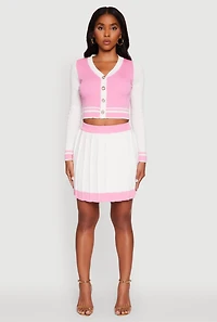 Womens Color Blocked Cropped Cardigan, Multi,
