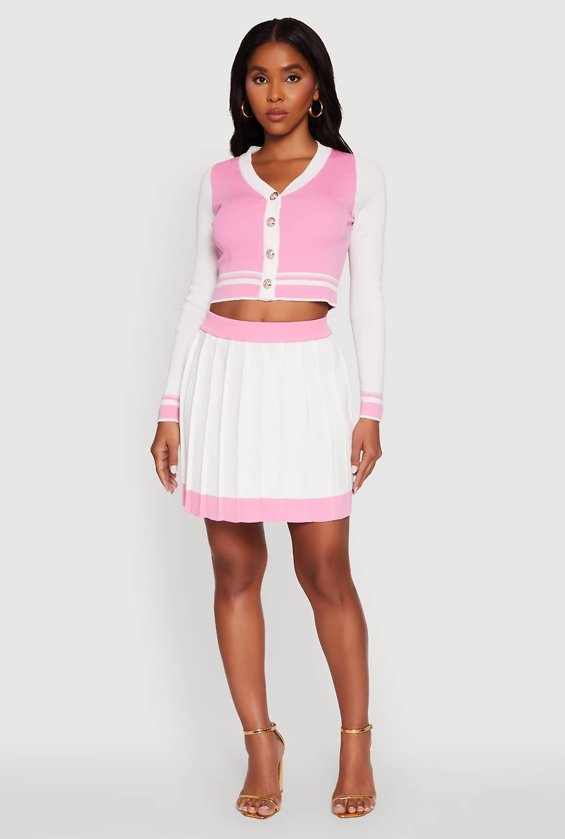 Womens Color Blocked Cropped Cardigan, Multi,