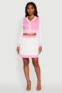 Womens Color Blocked Cropped Cardigan, Multi,
