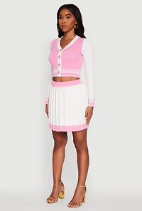 Womens Color Blocked Cropped Cardigan, Multi,