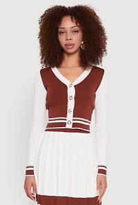 Color Blocked Cropped Cardigan