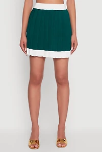 Womens Contrast Trim Pleated Midi Skirt,