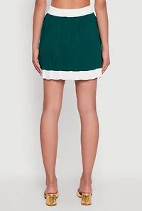 Womens Contrast Trim Pleated Midi Skirt,