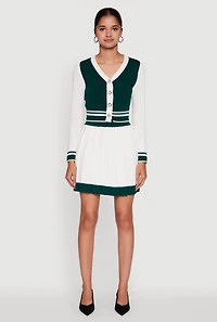 Contrast Trim Pleated Midi Skirt