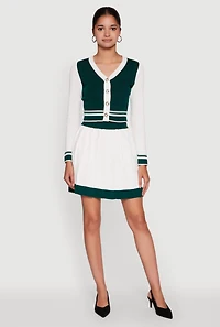 Womens Contrast Trim Pleated Midi Skirt, White,