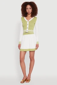 Contrast Trim Pleated Midi Skirt