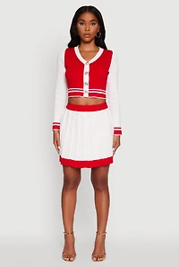 Contrast Trim Pleated Midi Skirt