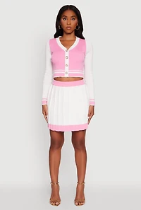 Contrast Trim Pleated Midi Skirt