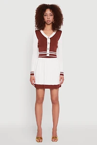 Contrast Trim Pleated Midi Skirt