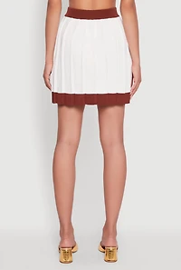 Womens Contrast Trim Pleated Midi Skirt, White,