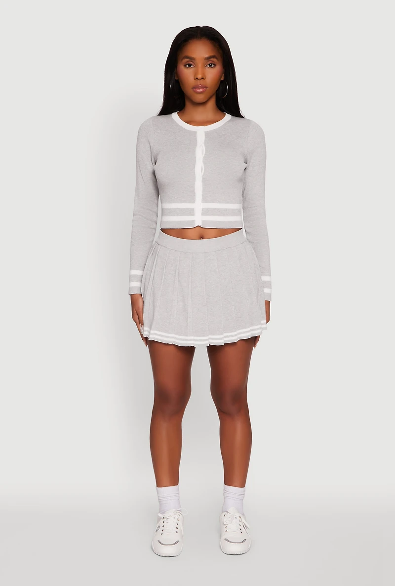 Daisy Button Front Contrast Trim Cardigan