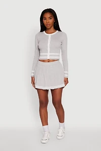 Daisy Button Front Contrast Trim Cardigan