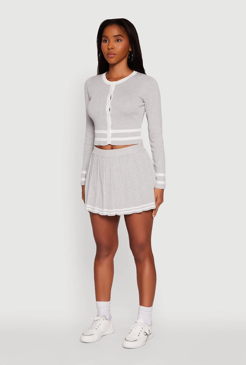 Daisy Button Front Contrast Trim Cardigan