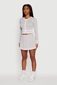 Daisy Button Front Contrast Trim Cardigan