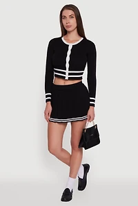 Daisy Button Front Contrast Trim Cardigan