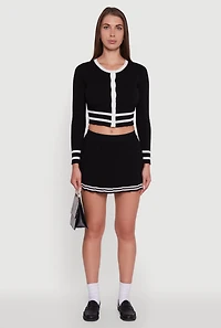 Womens Daisy Button Front Contrast Trim Cardigan, Black, Size S