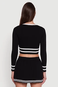 Womens Daisy Button Front Contrast Trim Cardigan, Black, Size S
