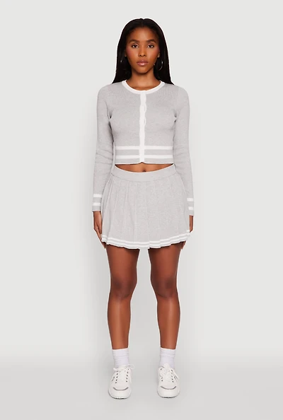 Womens Varsity Stripe Pull On Pleated Skort,