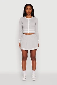 Varsity Stripe Pull On Pleated Skort
