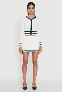 Varsity Stripe Pull On Pleated Skort