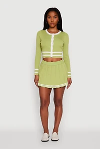 Womens Varsity Stripe Pull On Pleated Skort,