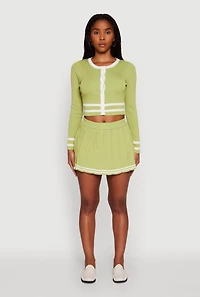 Womens Varsity Stripe Pull On Pleated Skort,