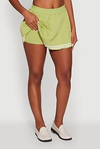 Womens Varsity Stripe Pull On Pleated Skort,