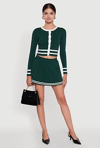 Womens Varsity Stripe Pull On Pleated Skort,