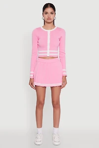 Varsity Stripe Pull On Pleated Skort