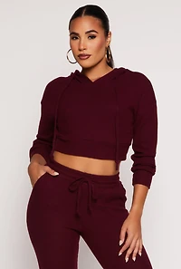 Daisy Drawstring Hooded Crop Top