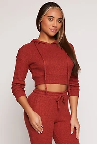 Daisy Drawstring Hooded Crop Top