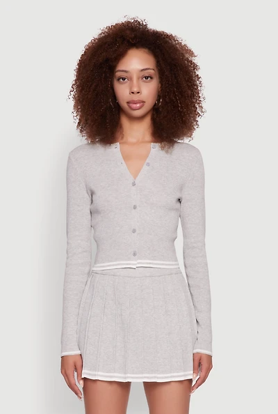 Womens Daisy Button Front Varsity Stripe Cardigan,