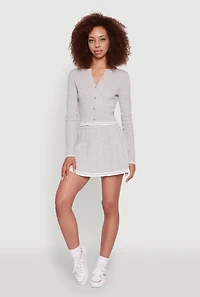 Womens Daisy Button Front Varsity Stripe Cardigan, Grey, Size M