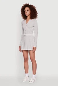 Womens Daisy Button Front Varsity Stripe Cardigan, Grey, Size M