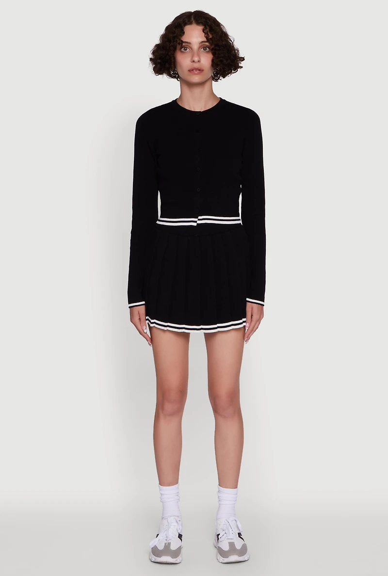 Womens Daisy Button Front Varsity Stripe Cardigan,