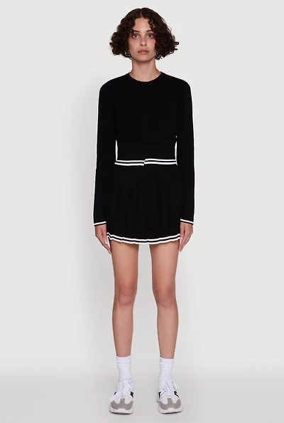 Daisy Button Front Varsity Stripe Cardigan