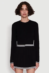 Daisy Button Front Varsity Stripe Cardigan