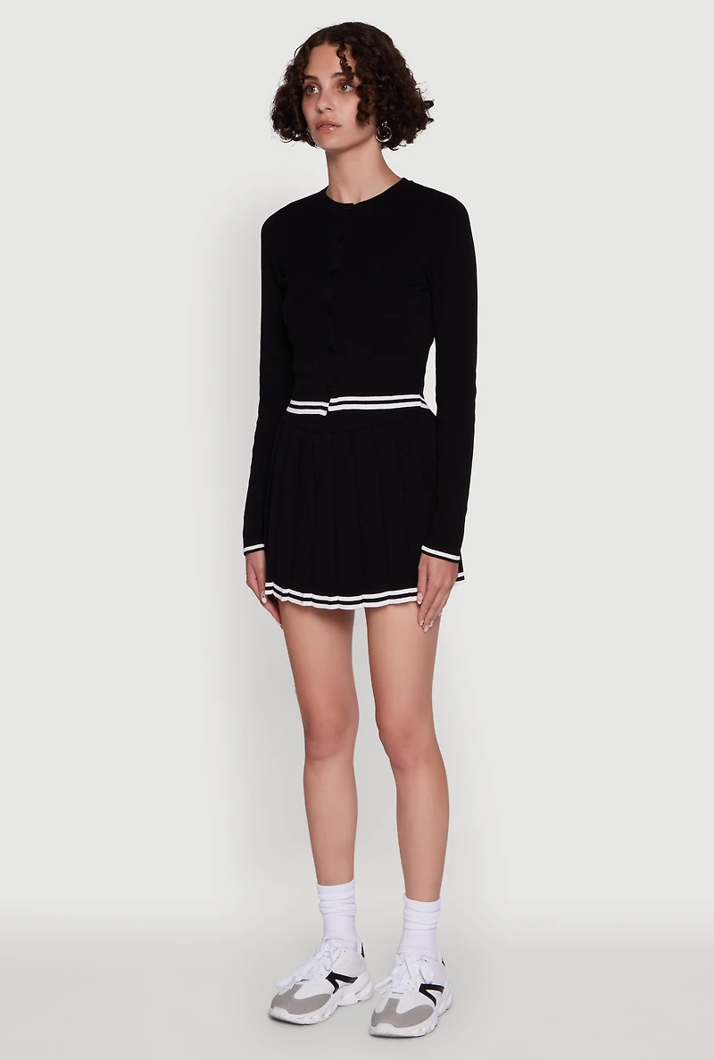 Womens Daisy Button Front Varsity Stripe Cardigan,