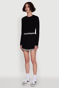 Womens Daisy Button Front Varsity Stripe Cardigan,