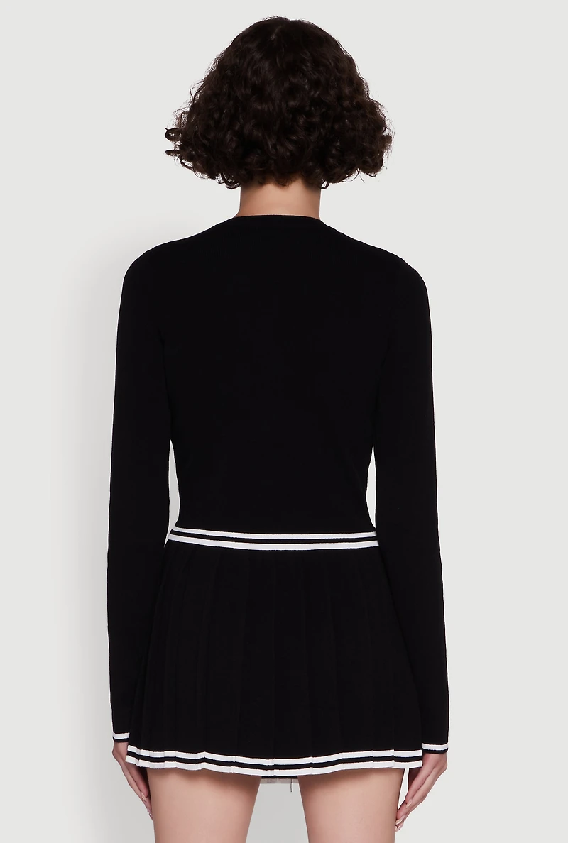 Daisy Button Front Varsity Stripe Cardigan