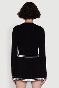 Daisy Button Front Varsity Stripe Cardigan