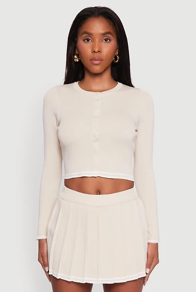 Daisy Button Front Varsity Stripe Cardigan