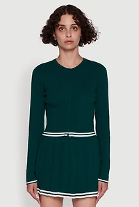 Daisy Button Front Varsity Stripe Cardigan