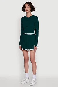 Daisy Button Front Varsity Stripe Cardigan