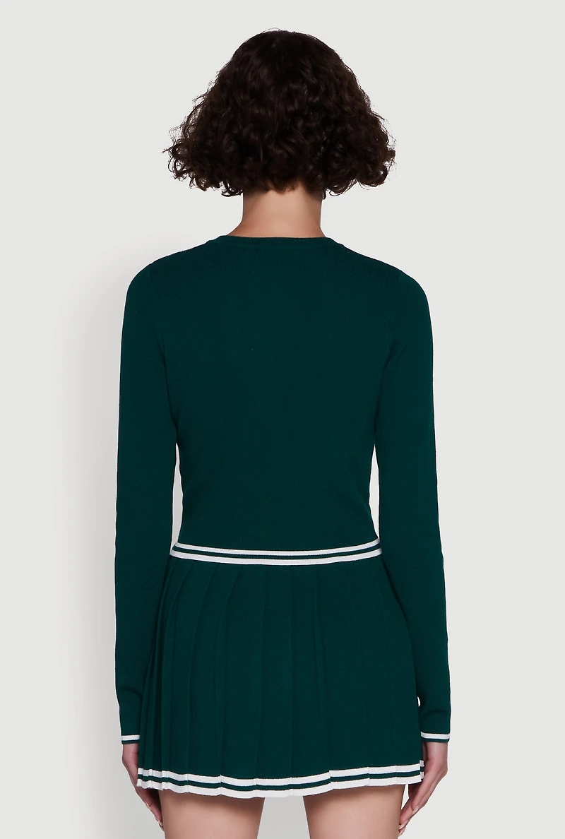 Daisy Button Front Varsity Stripe Cardigan